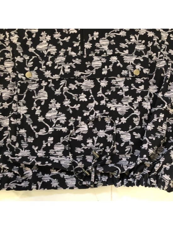 J. Jill Fit On-The-Go Zip Front Hooded Jacket size M Wind Breaker Black Floral - Picture 7 of 12
